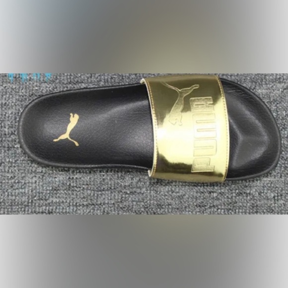 Puma Womens Leadcat Iri Mirror Jr Slide Sandals Black/Gold 367220-01 - Picture 4 of 6